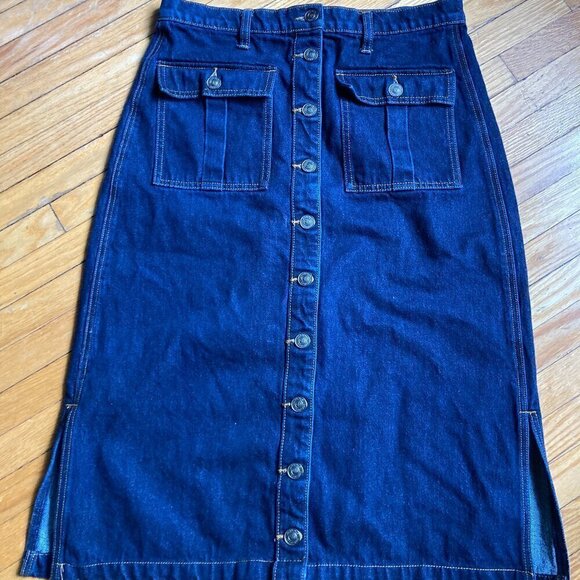 CURRENT ELLIOT DENIM CARPENTER style MIDI DENIM SKIRT SIZE 30==8/10 US - Picture 2 of 8